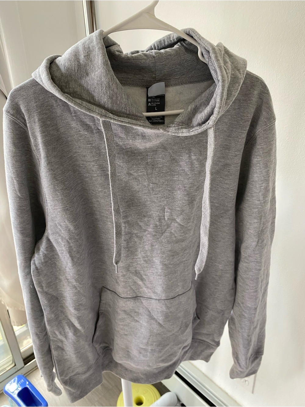Men's Lightweight Gray Pullover Hoodie Sweatshirt - L